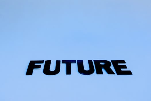 Bold 'Future' text on a serene blue background symbolizing optimism and potential.